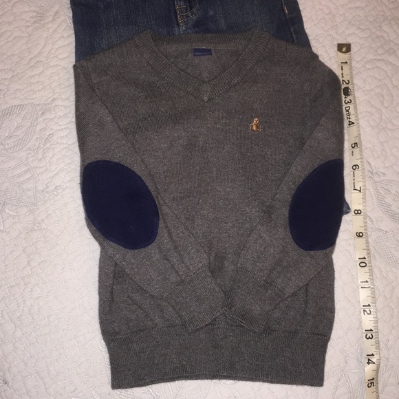 Baby Gap Grey Sweater w/ Dark Blue Elbow Patches 2T NWOT - Picture 1 of 5